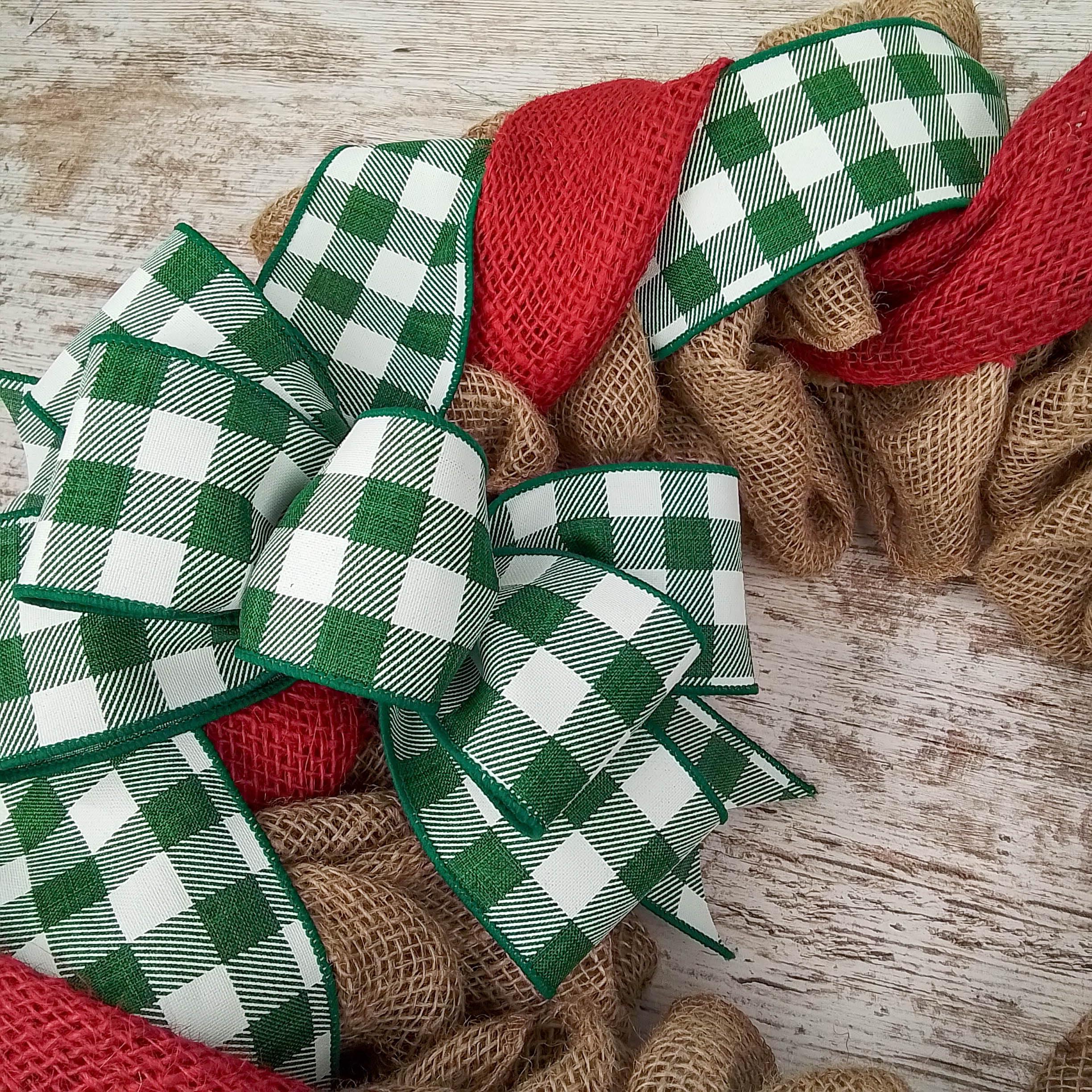 Pink Door Wreaths Buffalo Check Burlap Front Door Wreath - Black White Everyday Year Round Decor - Gift for Mom (Christmas, Custom)