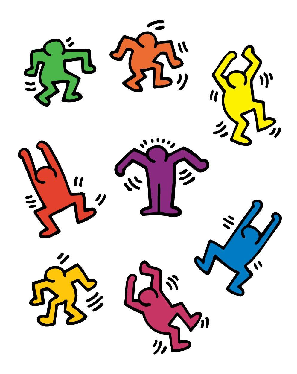 BLIK BLIK Keith Haring Dancers Removable Wall Decals | Officially Licensed Keith Haring Art | Assorted Colors | Set of 8 Decals | 13 x 13 Inches