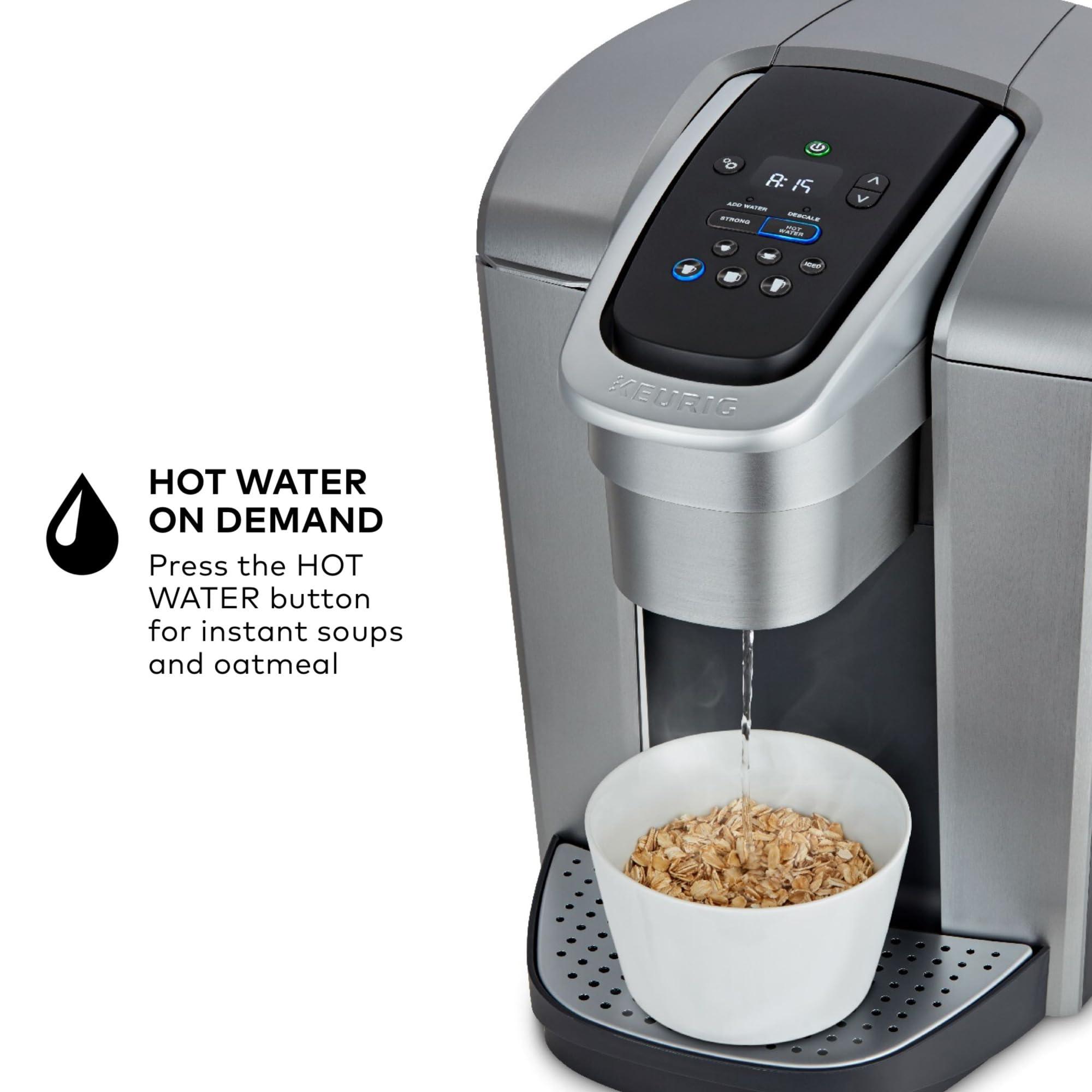 Keurig Keurig K-Elite Single Serve K-Cup Pod Coffee Maker, with Strength and Temperature Control, Iced Coffee Capability, 8 to 12oz Brew Size, Programmable, Brushed Silver