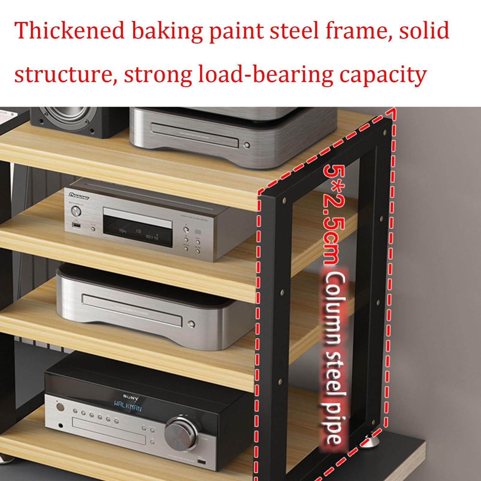 SHYP Desktop TV Box Cabinet, 3-Tier Media Stand Audio Rack Stand Tower CD Player Stand Stereo Shelf Modern AV Component Cabinet with Wooden Shelves for Home/Office/Theater (Color : A, Size : 45x35x35.5cm