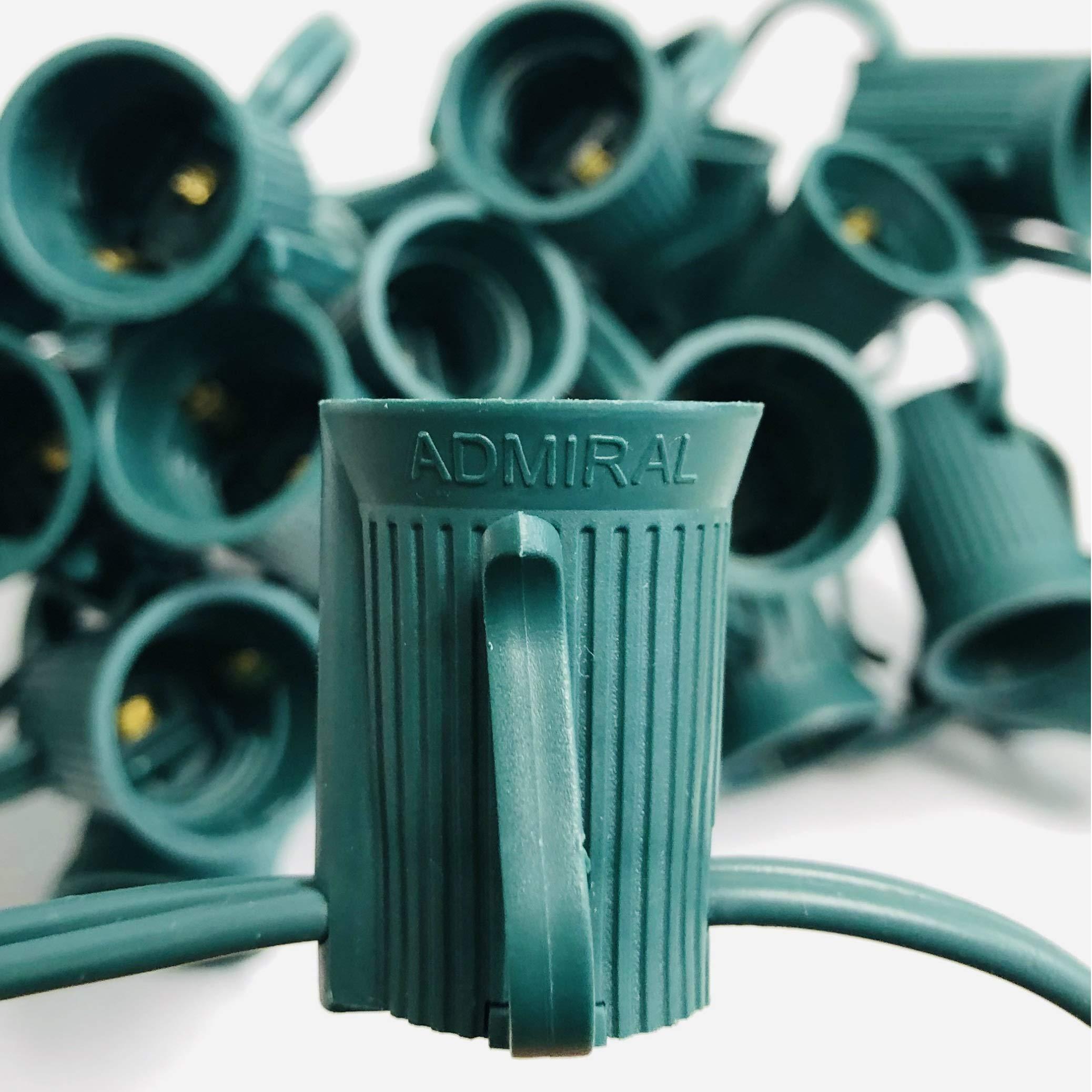 HLO Lighting HLO Lighting C9 Light Strings | 50\' Green Cord with 12\" Socket Spacing, E17 Light Stringer for C9 Christmas Lights