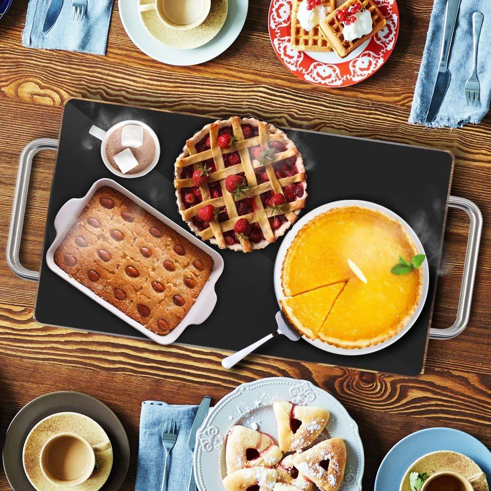 NutriChef Nutrichef Electric Hot Plate Tray Dish Warmer with Black Glass Top | Ideal for Home, Buffet, Parties, Kitchen & Dinners | Portable & Perfect for Tables or Countertops | 14.5\'\' L x 8.6\'\' W