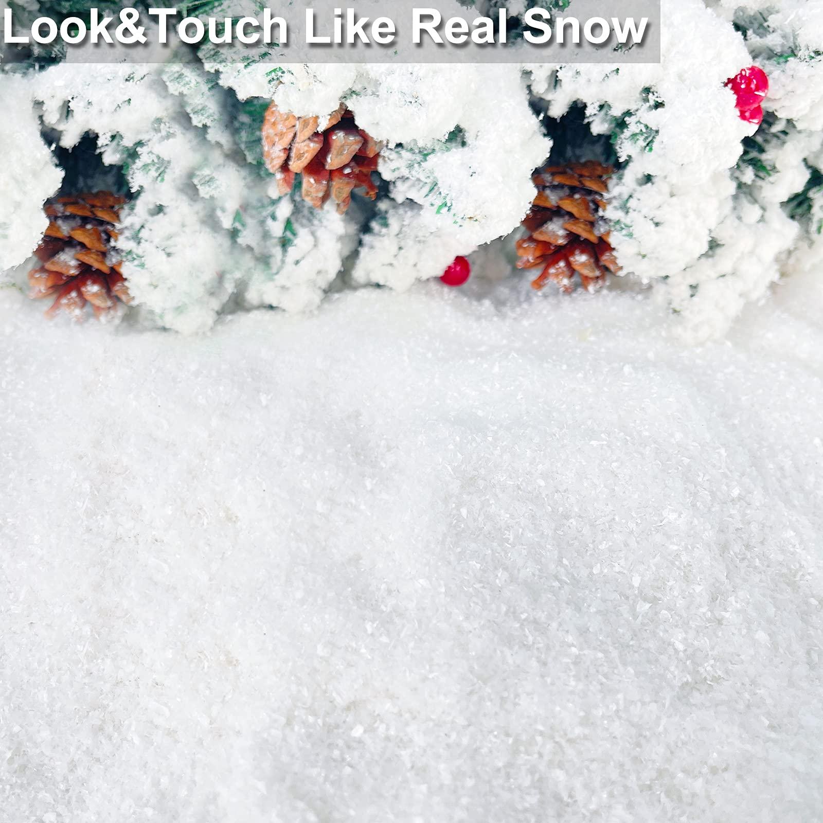 TURNMEON TURNMEON 30 Ounces Fake Artificial Snow Powder Christmas Tree Decorations, Sparkling Dry Plastic Faux Snowflakes for Christmas Decorations Home, Village Displays, Holiday Winter Crafts,Slime Supplies