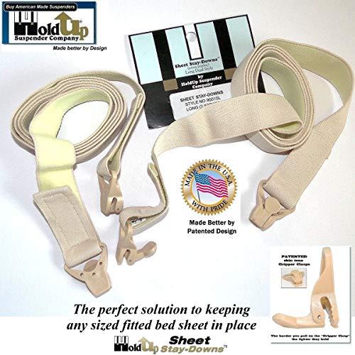 Hold-Up Suspender Co. Hold-Up Brand Crisscross Fitted Sheet Strap Stay-Downs with US Patented Gripper Clasps