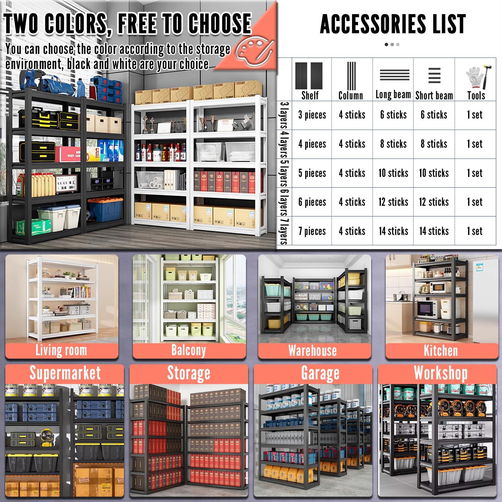 EQWZUPD EQWZUPD Garage Shelving, Garage Storage Shelves, Metal Shelving, Single Layer Can Bear 200kg, Adjustable Layer Height, Heavy Duty Shelving for Home, Garage, Supermarket, Warehouse, Kitchen