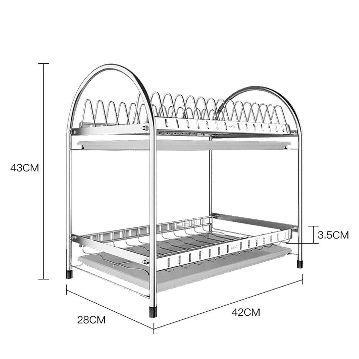 Panduo Sink shelf tableware rack Kitchen Dish Rack, Stainless Steel Dish Rack, Household Kitchen Utensils, Drying Dish Rack, Storage Rack (Size : 4)