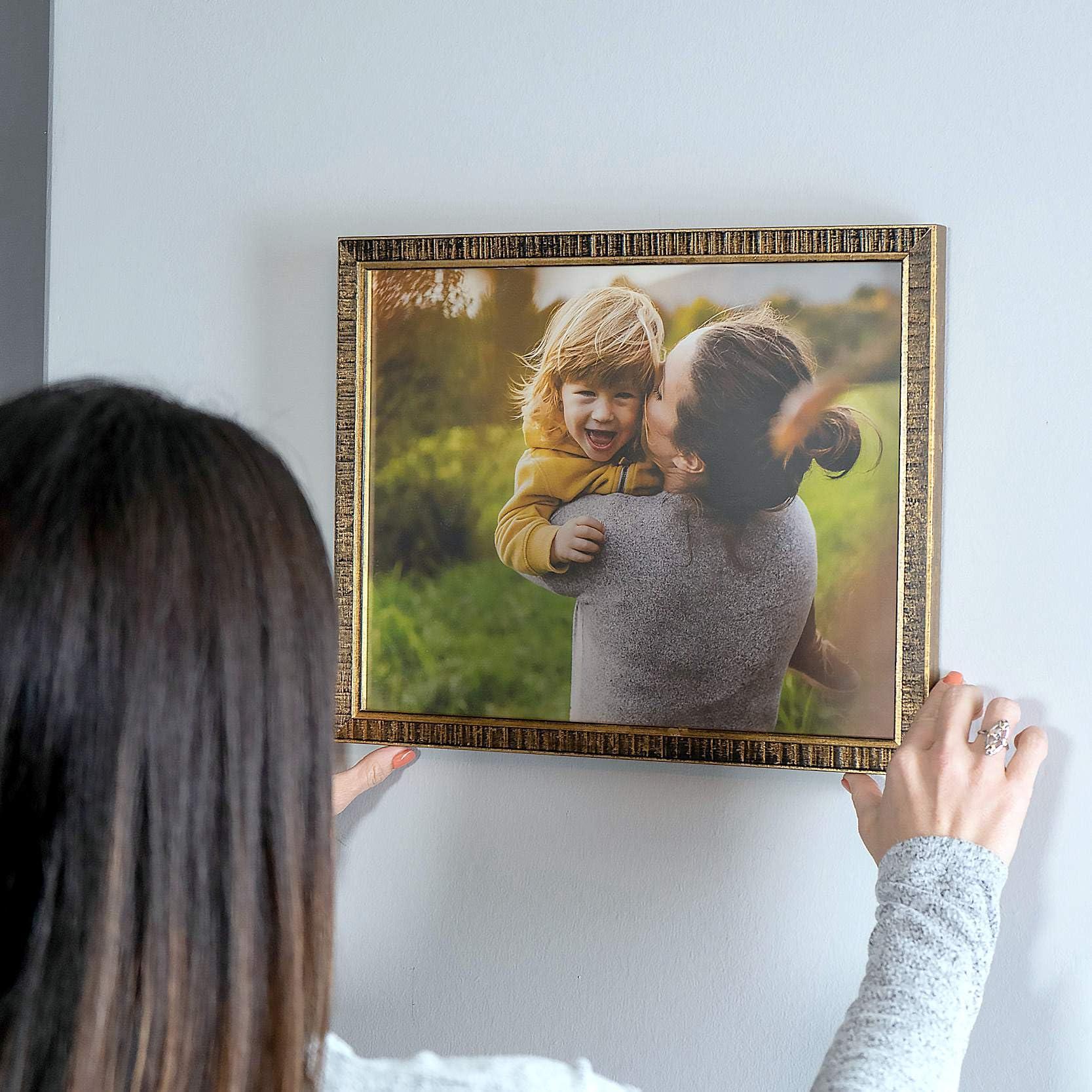 CountryArtHouse CountryArtHouse 24x14 Frame Gold Solid Wood Picture Frame - Complete Modern Photo Frame Includes UV Acrylic Plexiglass, Acid Free Foam Backing Board and Hanging Hardware