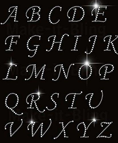 Dingword hot fix rhinestone motif,RHINESTONE IRON HEAT TRANSFER CAPITAL ALPHABET LETTERS and Numbers (LETTER STYLE 1)