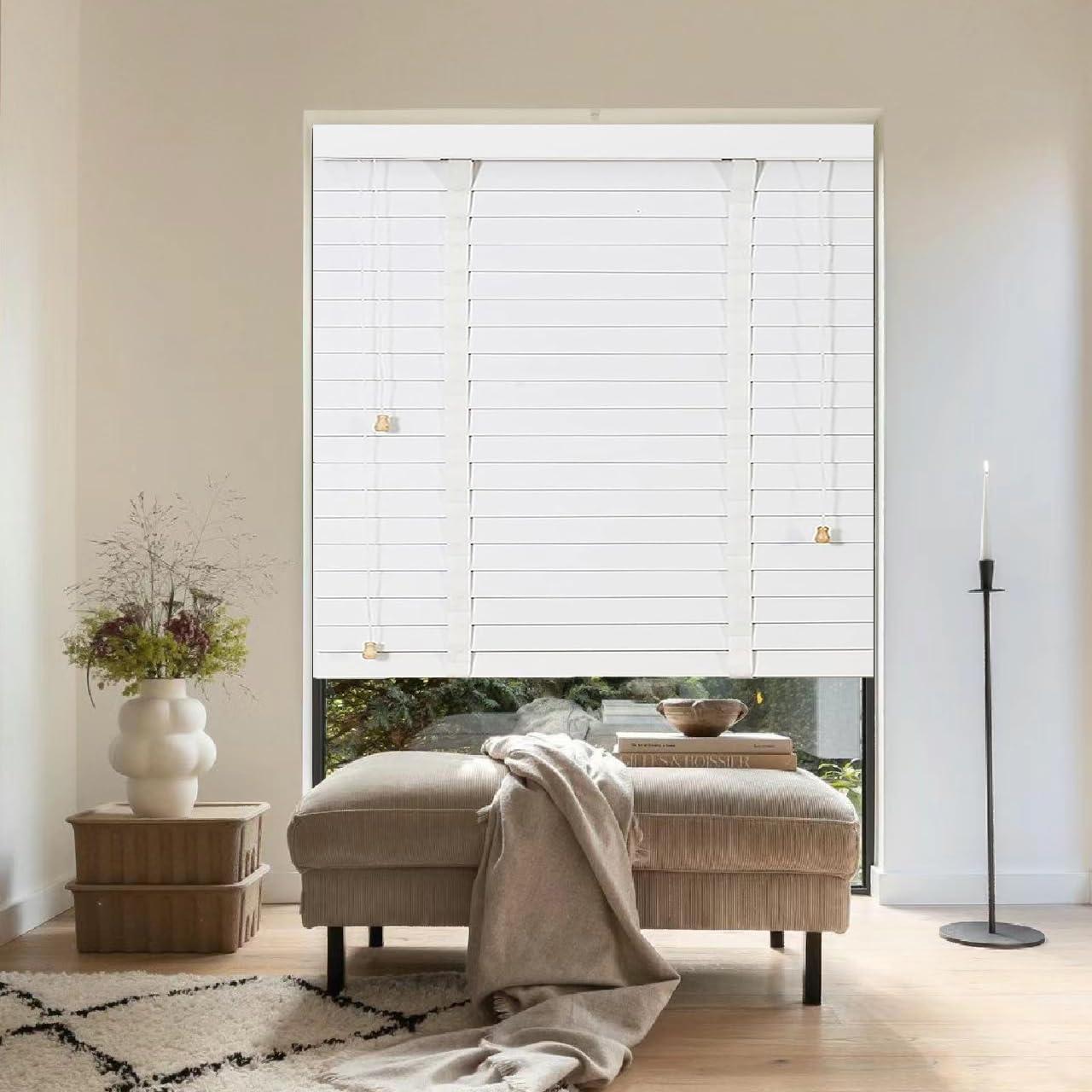 LCBDYLR Venetian Blinds Wooden,Faux Wooden Blinds,Venetian Blinds for Windows,Solid Wood Blinds, Blackout/Heat Insulation Solid Wood Venetian Shades, Privacy Curtain Shutters, Easy to Install Blinds