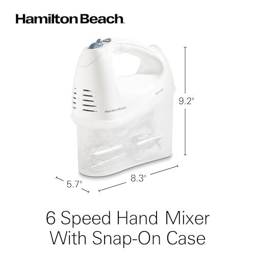 Hamilton Beach Hamilton Beach 6-Speed Electric Hand Mixer with Whisk, Traditional Beaters, Snap-On Storage Case, 250 Watts, White