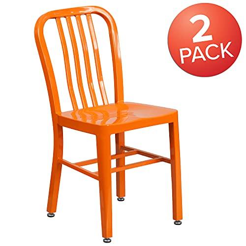 Flash Furniture Flash Furniture Gael Commercial Grade 2 Pack Orange Metal Indoor-Outdoor Chair