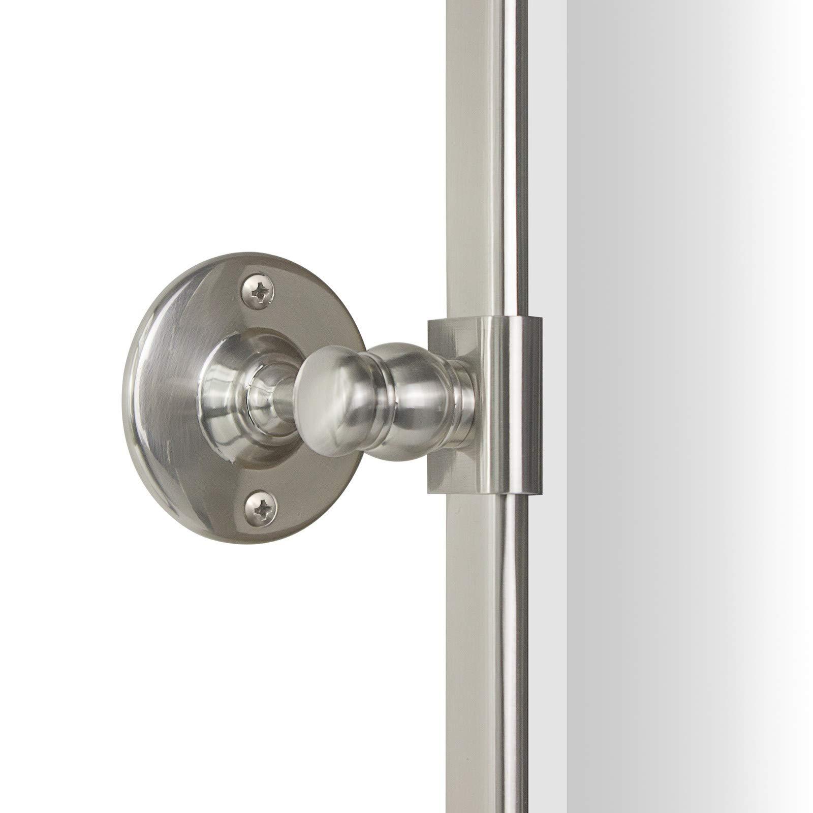 TEHOME TEHOME 20x30\'\' Brushed Nickel Pivot Mirror Rectangle Bathroom Vanity Mirror Brushed Silver Rounded Corner Metal Framed Tilting Beveled Vanity Wall Mirrors