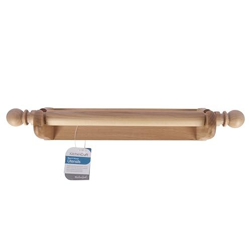 Kitchen Craft KitchenCraft Wall Mounted Kitchen Roll Holder to Fit 25 cm Paper Towels, Beechwood, Brown