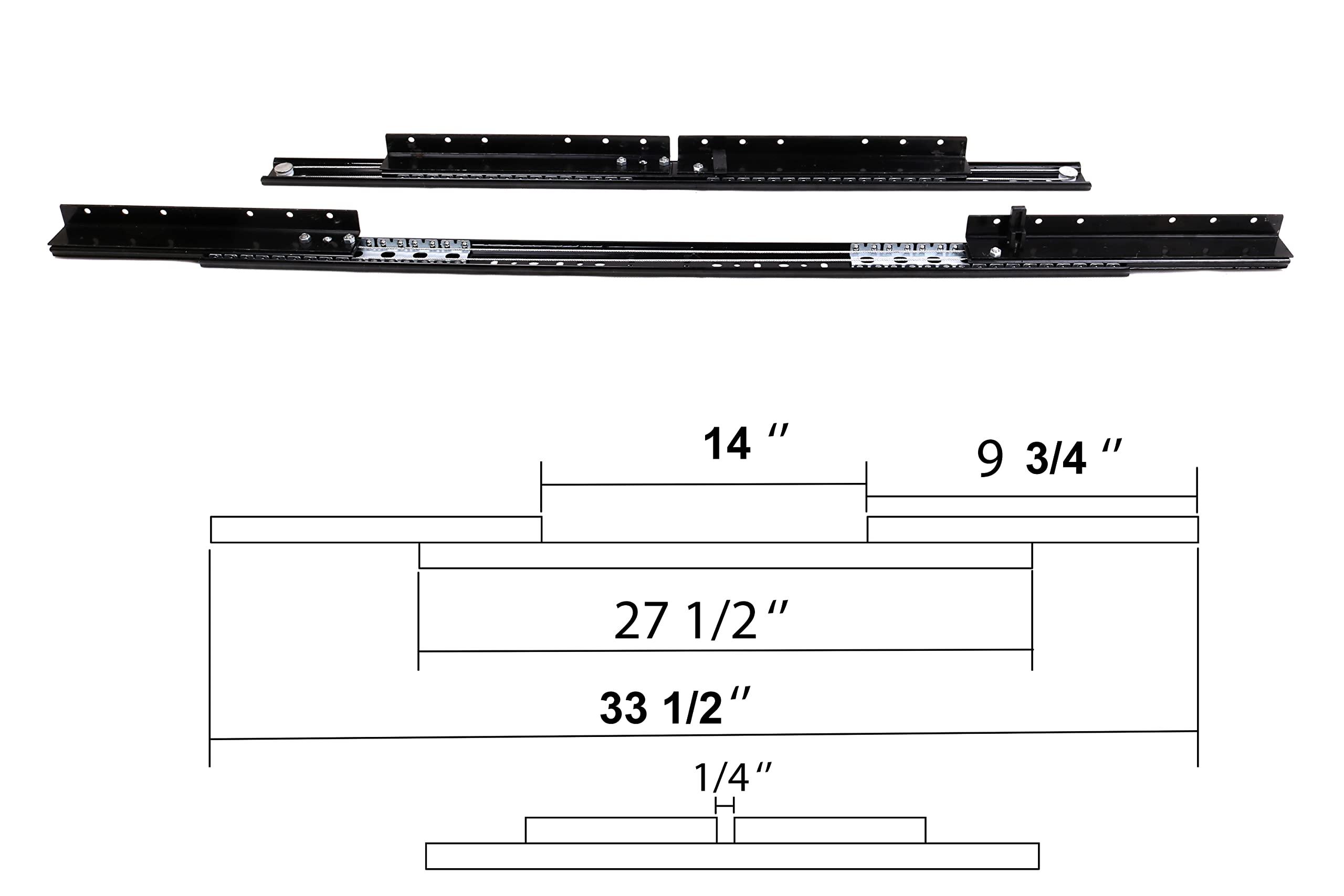 ECLV ECLV 33 1/2\'\' Table Leaf Sliding Brackets Dining Table Extender Brackets Coffee Table Slides,Computer Desk Extender,Black