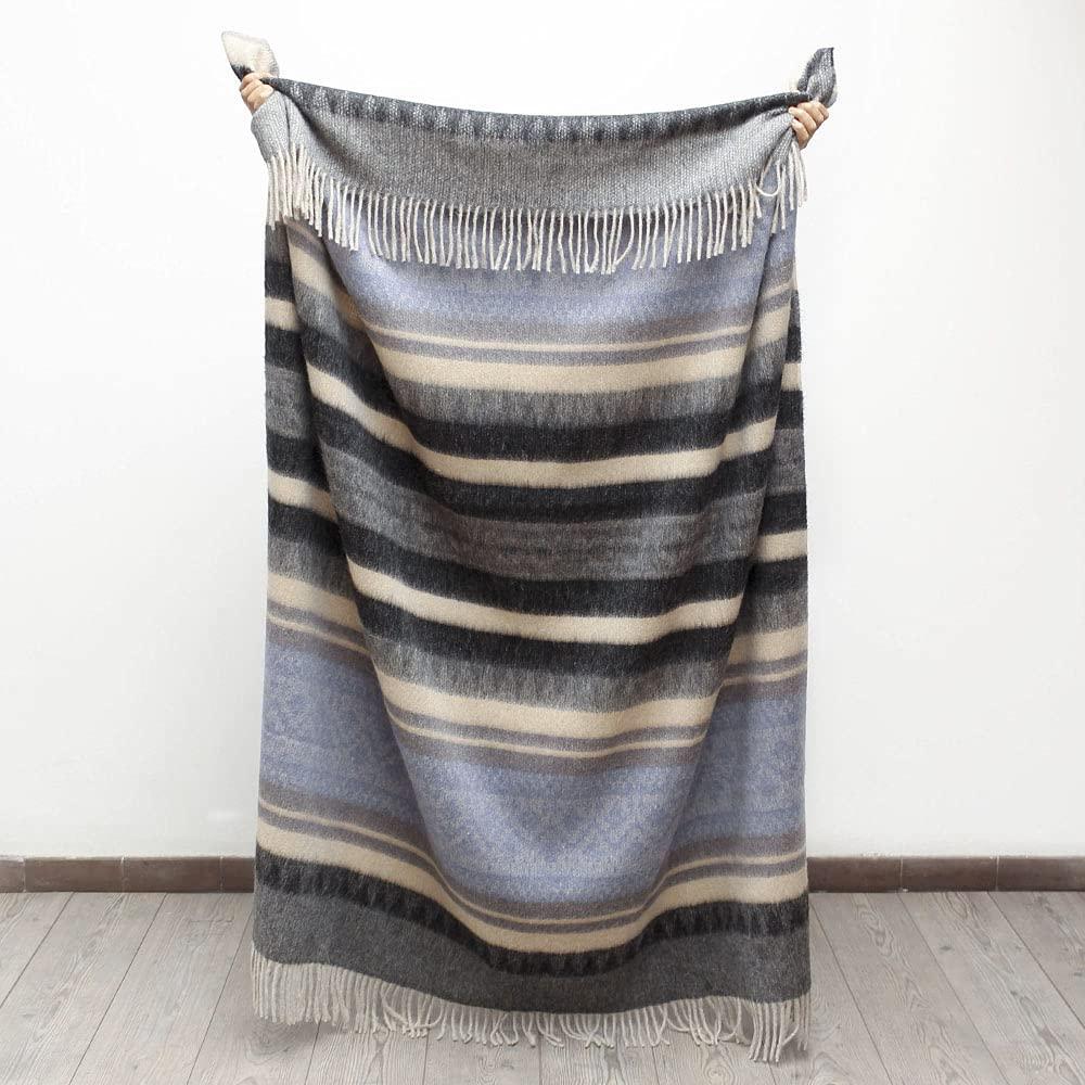 Alpaca Warehouse Alpaca Wool Blanket Throw Cherokee Design for Bed Couch Sofa Soft Warm Peruvian Alpaca Wool Blankets 72\" x 60\" (Combination 11 (Light Blue))