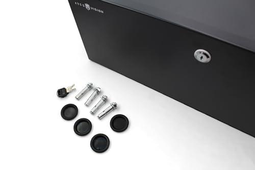 ARES VISION Heavy Duty Steel 18\" x 18\" x 5\" DVR/PC Security Lock box with 16 Gauge steel walls, Exhaust Fan, Great electonics lock box for stores, gyms, classrooms, and any public place (BLACK, 21\"x24\"x8\")