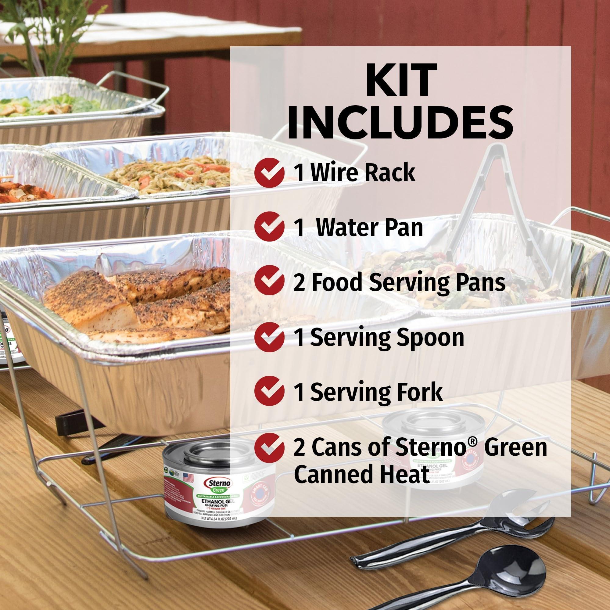 Sterno Sterno Buffet Kit Disposable Chafing Dish Buffet Set - Chafing Dishes for Buffet & Catering Food Warmers - Catering Supplies & Food Warming Trays for Buffet Party - 8-Piece Chafing Dish Set