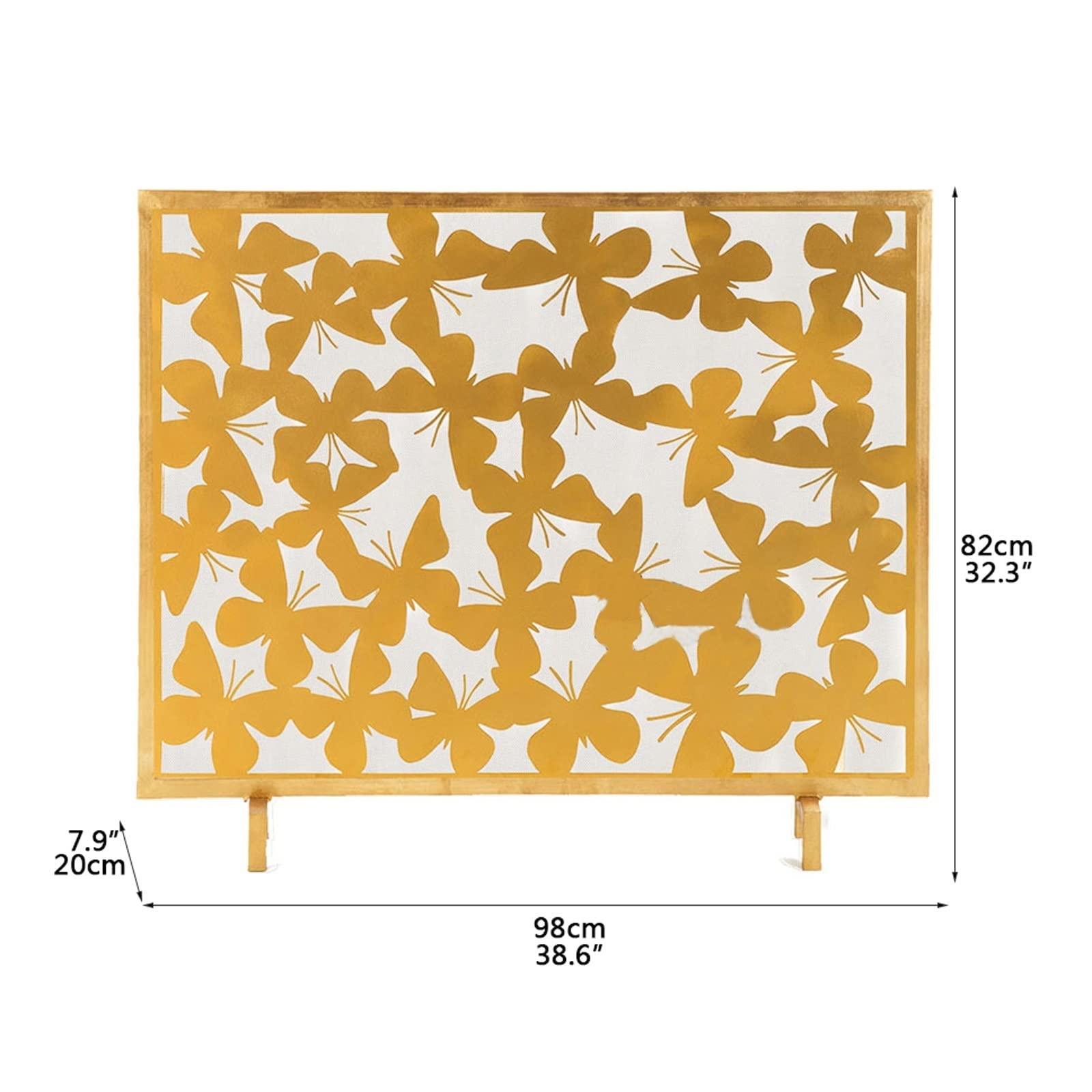 SLEEVE Fireplace Screen Metal Fireplace Screen with Hollow Wrought Iron Butterfly Style Carved Single Panel Fireplace Screen Decorative Fireplace Screen Spark Guard Cover Fireplace Spark Mesh