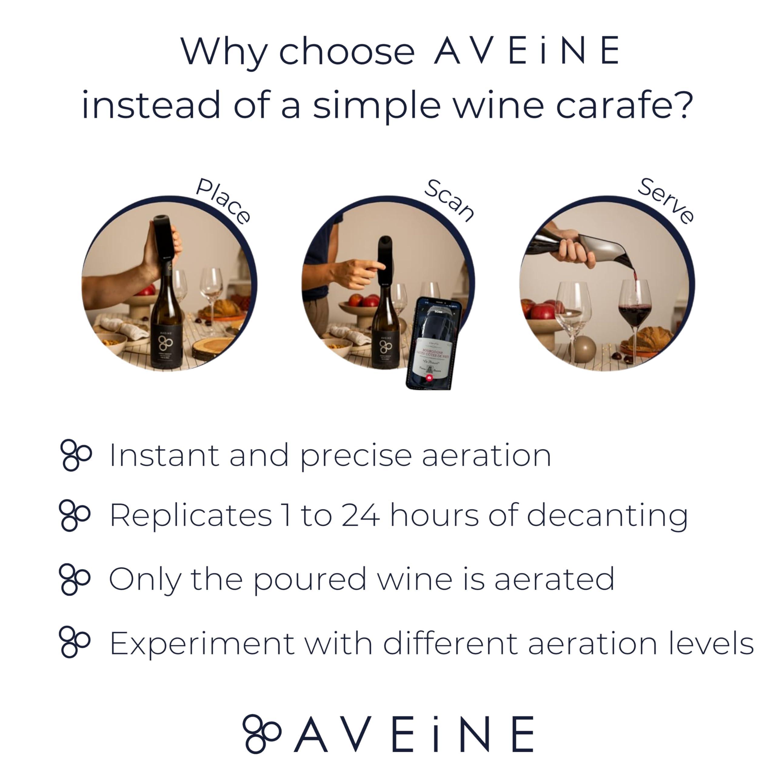 AVEINE AVEINE Original - Connected Wine Aerator - Android & iOS Compatible - Box containing 1 Smart Aerator, 1 Protection Bag, 1 Charging Stand, 1 USB Cable - Instant Wine Aeration - Manufacturer Warranty