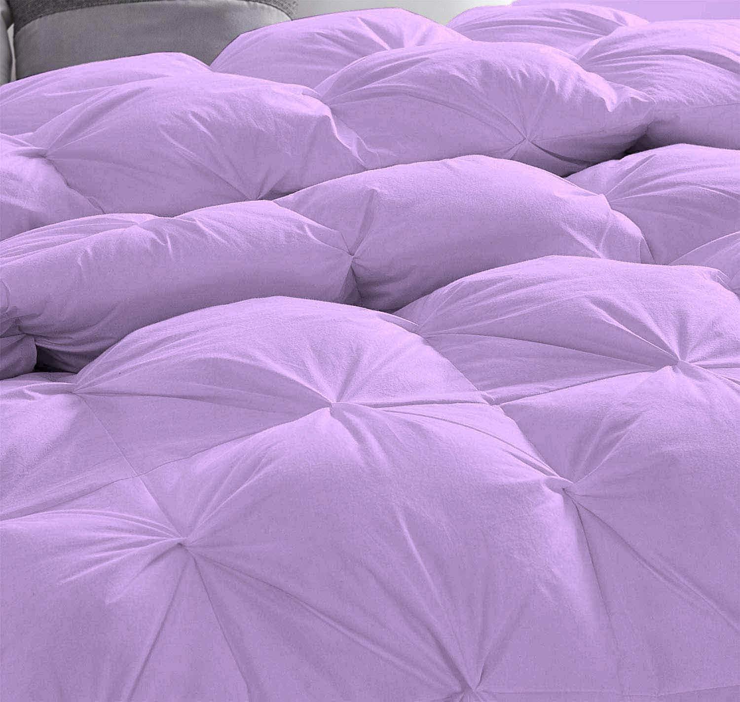 Glamour Bedding Glamour Bedding Fluffy Down Alternative 600 TC 5 Piece Lilac Pinch Pleated Bedding Comforter Set (Comforter + 4 Pillow Cases) 500 GSM Egyptian Cotton Queen