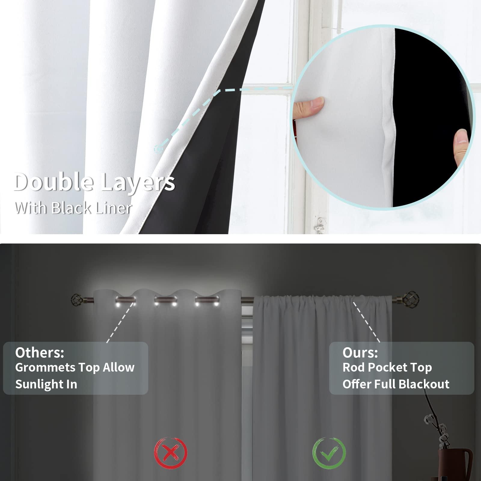 BGment BGment White Blackout Curtains for Living Room 95 Inches Length, Extra Long 2 Panels Window Curtains Thermal Insulated Soundproof Heavy Soft Room Darkening Curtains with Rod Pocket, Each Panel 55 Wide