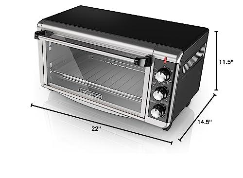 BLACK+DECKER BLACK+DECKER 8-Slice Extra Wide Convection Toaster Oven, Fits 9\"x13\" Oven Pans and 12\" Pizza, Bake, Toast, Broil, and Keep Warm Functions, Countertop Compact Design with Stainless Steel Finish