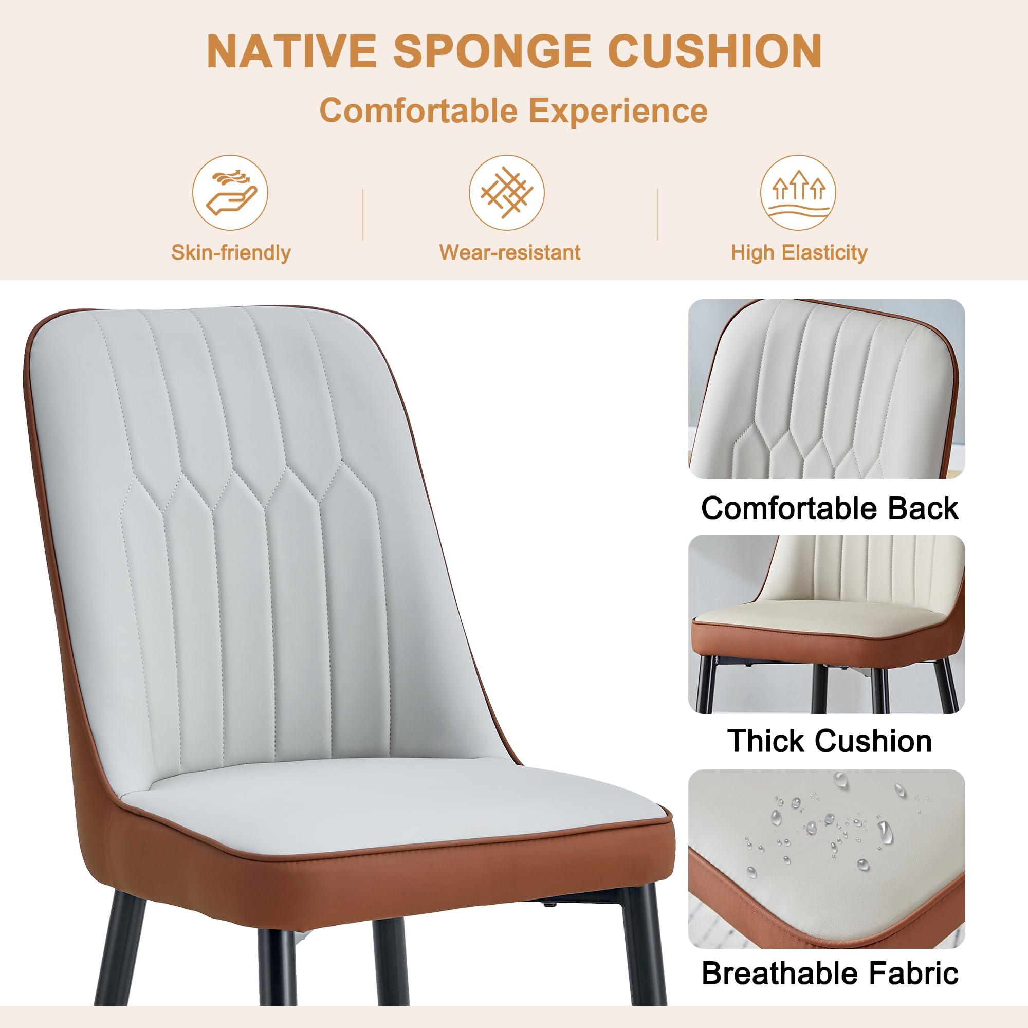 gopop gopop 48''Round Dining Table Set for 6, Gold Dining Table Set with Marble Pattern, 6 Dining Chairs Set with PU Seat, Round Kichen Table Set for Kichen Room, Living Room.