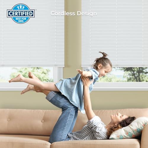 Lumino 2 Inch Cordless Room Darkening Faux Wood Blind - 68.75" W x 72" L - White, Over 1,000 Custom Sizes Starting at 18.97, Inside or Outside Mount, Venetian Shades for Interior Windows by Lumino