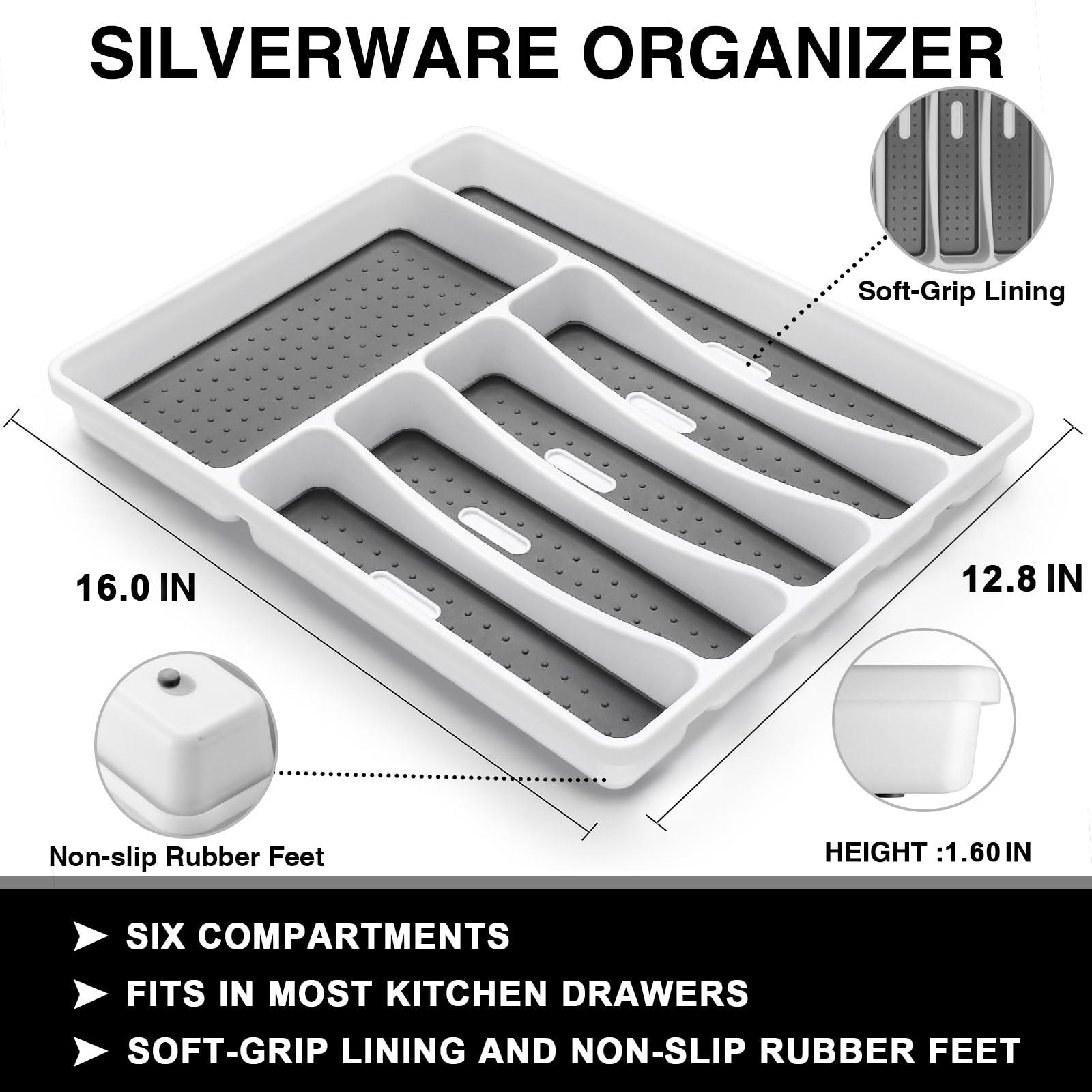 EWFEN 49-Piece Black Silverware Set with Organizer, Heavy Duty Stainless Steel Black Flatware for 8, Cutlery Utensil Sets with Steak Knives, Rust-proof, Mirror Polished, Dishwasher Safe