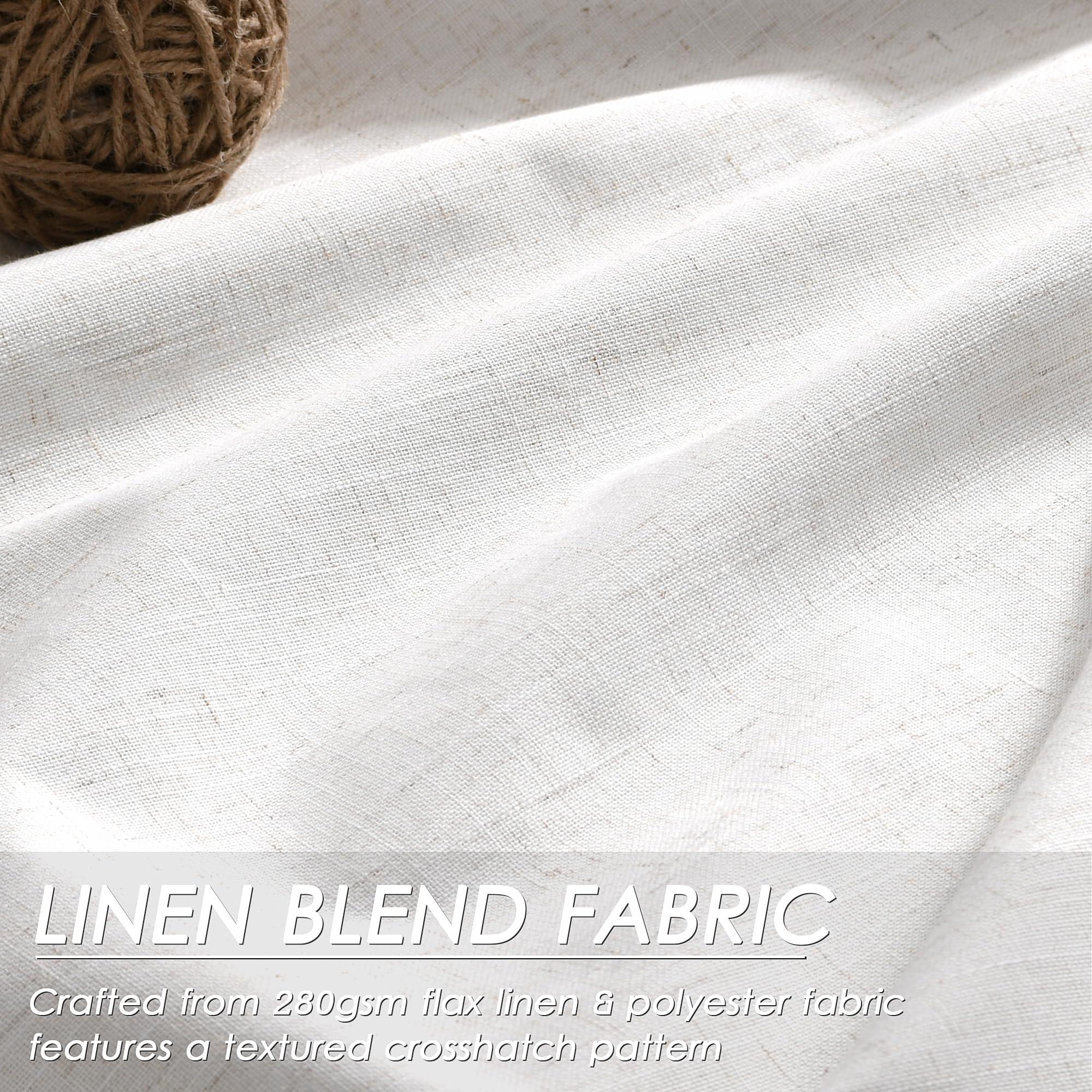 Nanspring Linen Black Out Curtains 96 Inch Long Grommet Living Room Darkening Window Curtain Panel Extra Long Natural Earth Tone Farmhouse Style Thermal Insulated Blackout Curtains for Bedroom 96 Inches Long