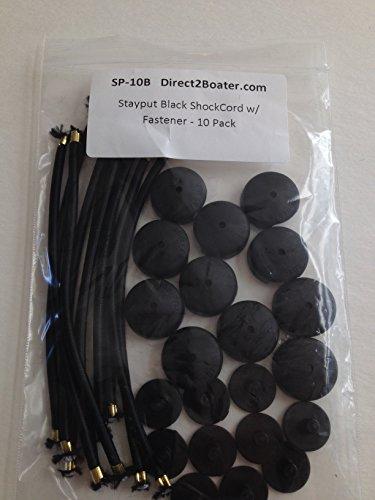 Stay Put Stayput 5\" Black Shock Cord & Fastener for Canvas Covers, 10 Pack - Cord Length is 5\" End to End w/Out Loop