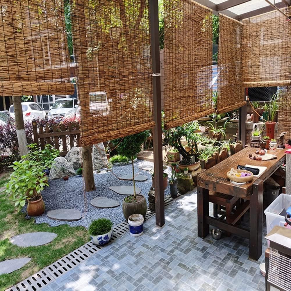HomeLoft Basics Bamboo Shades for Patio, Reed Roll Up Window Blinds, Privacy Bamboo Blinds for Outdoor/Indoor, w/Raise/Lower, Sun-Filtering, Light-Transmissive (Size : 74" Wide x 72" High)