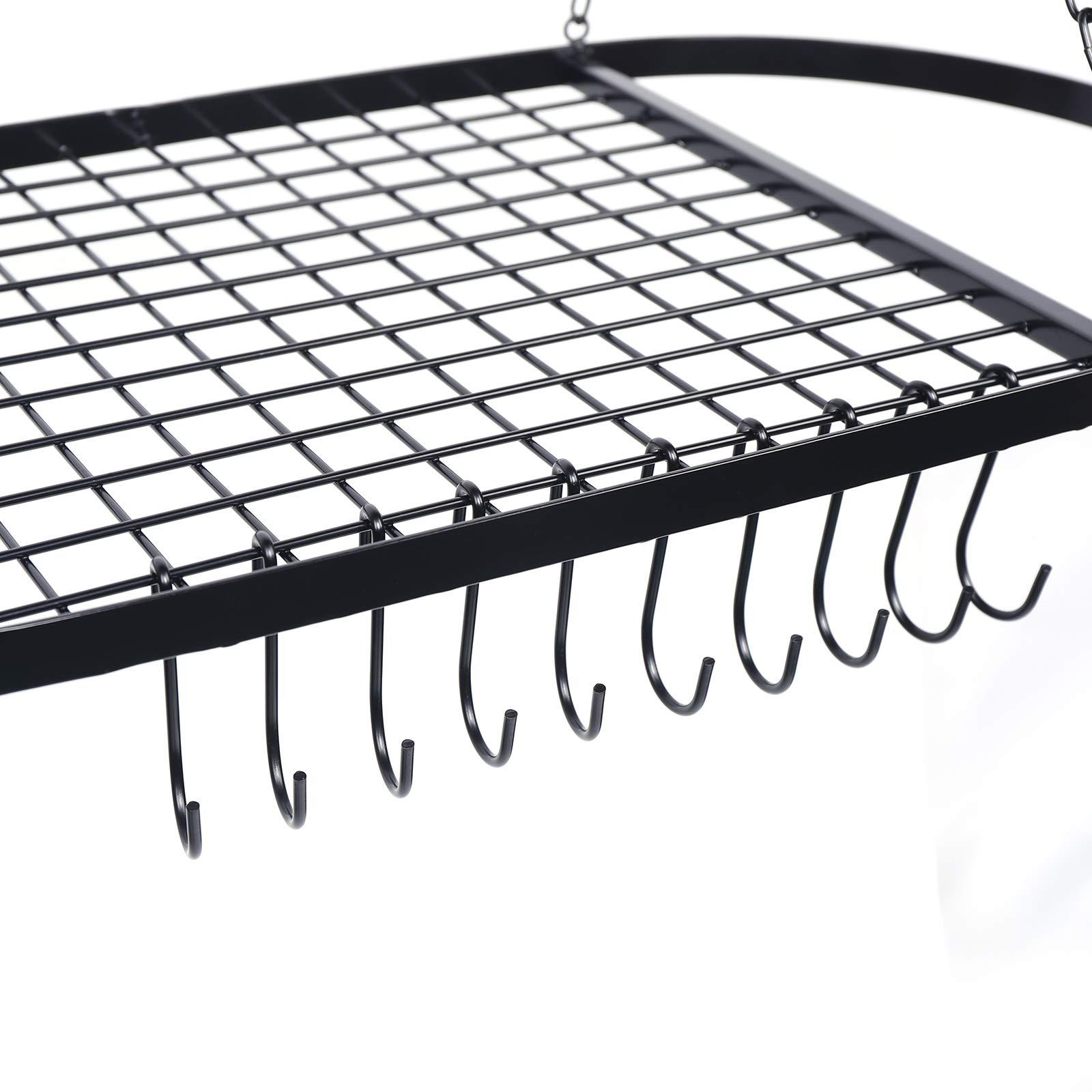 YIYIBYUS YIYIBYUS Square Grid Wall Mount Pot Rack,Ceiling Mount Grid Pot Pan Rack,Kitchen Cookware Hanging Organizer for Kitchen Storage and Organization, Iron Material(Black)