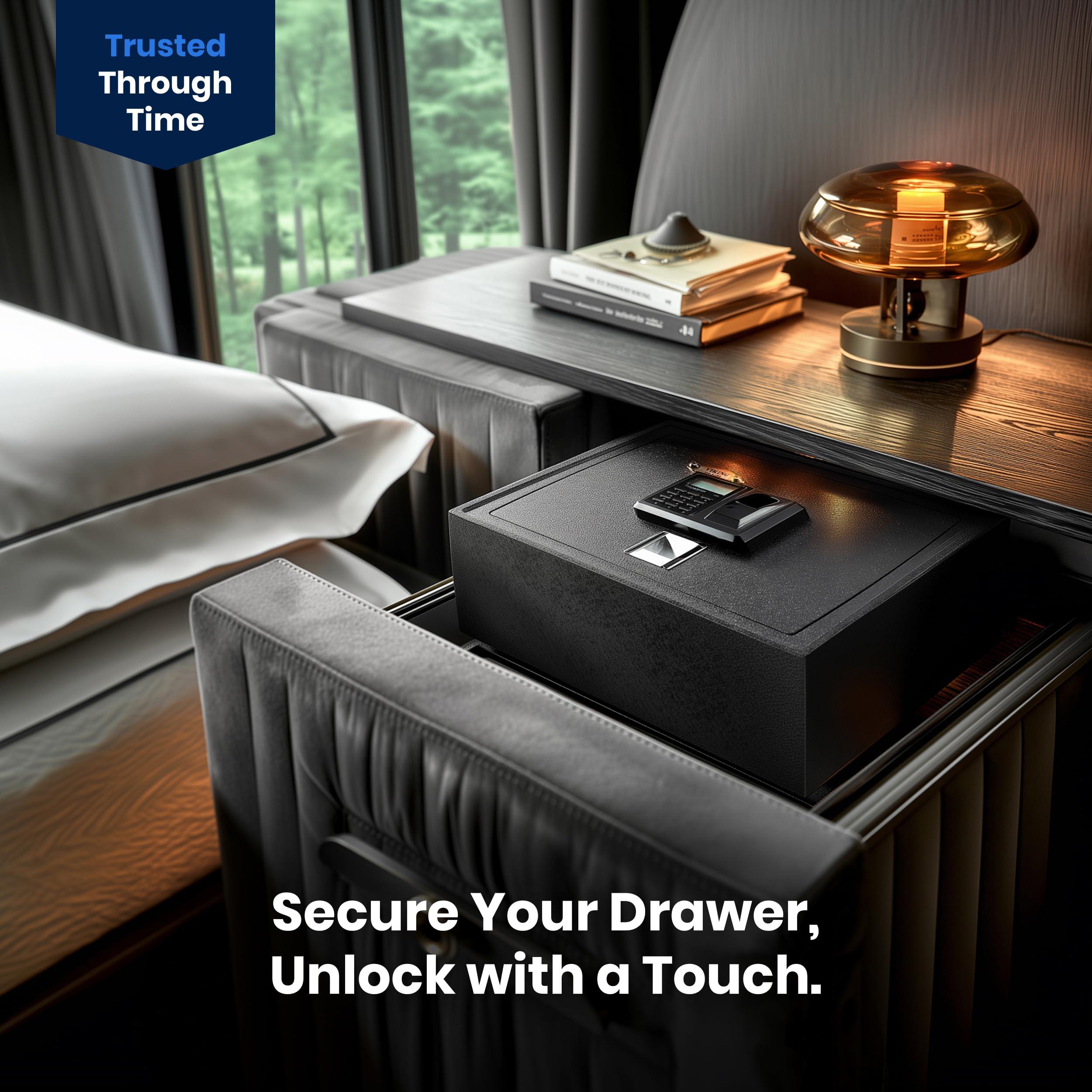 Viking Security Safe Viking Security Safe VS-14BL Heavy Duty Top Opening Drawer Biometric Fingerprint LCD Keypad Safe