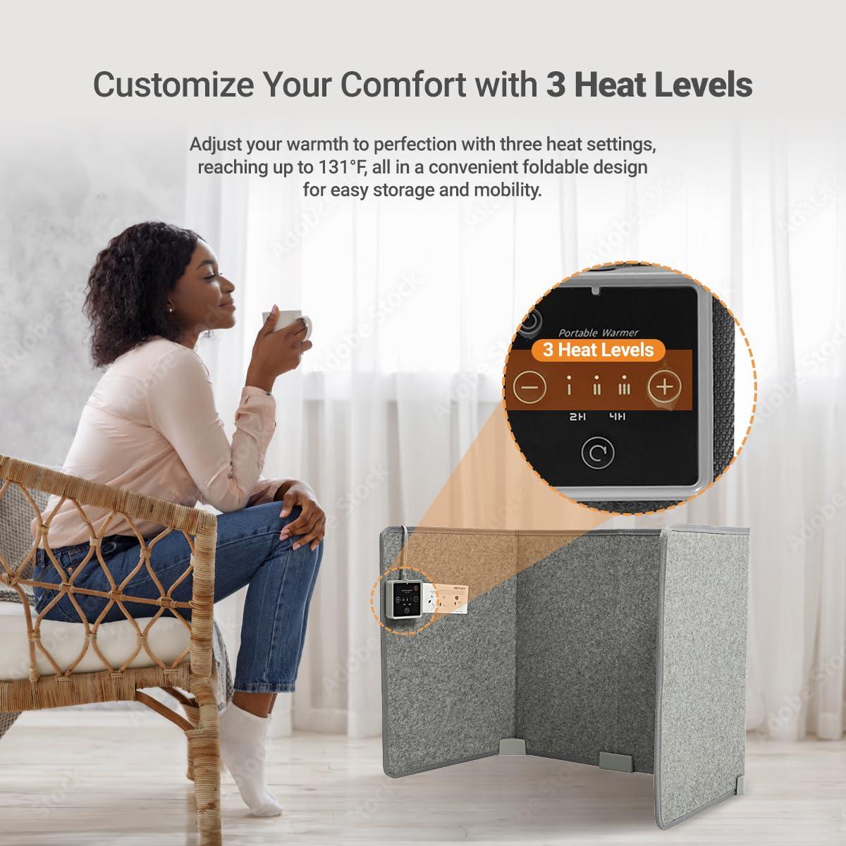 WHISPERHEAT WHISPERHEAT Under Desk Foot Warmer - Silent and Energy Efficient - Personal Desk Heater for Office and Home - with Thermostat and Timer