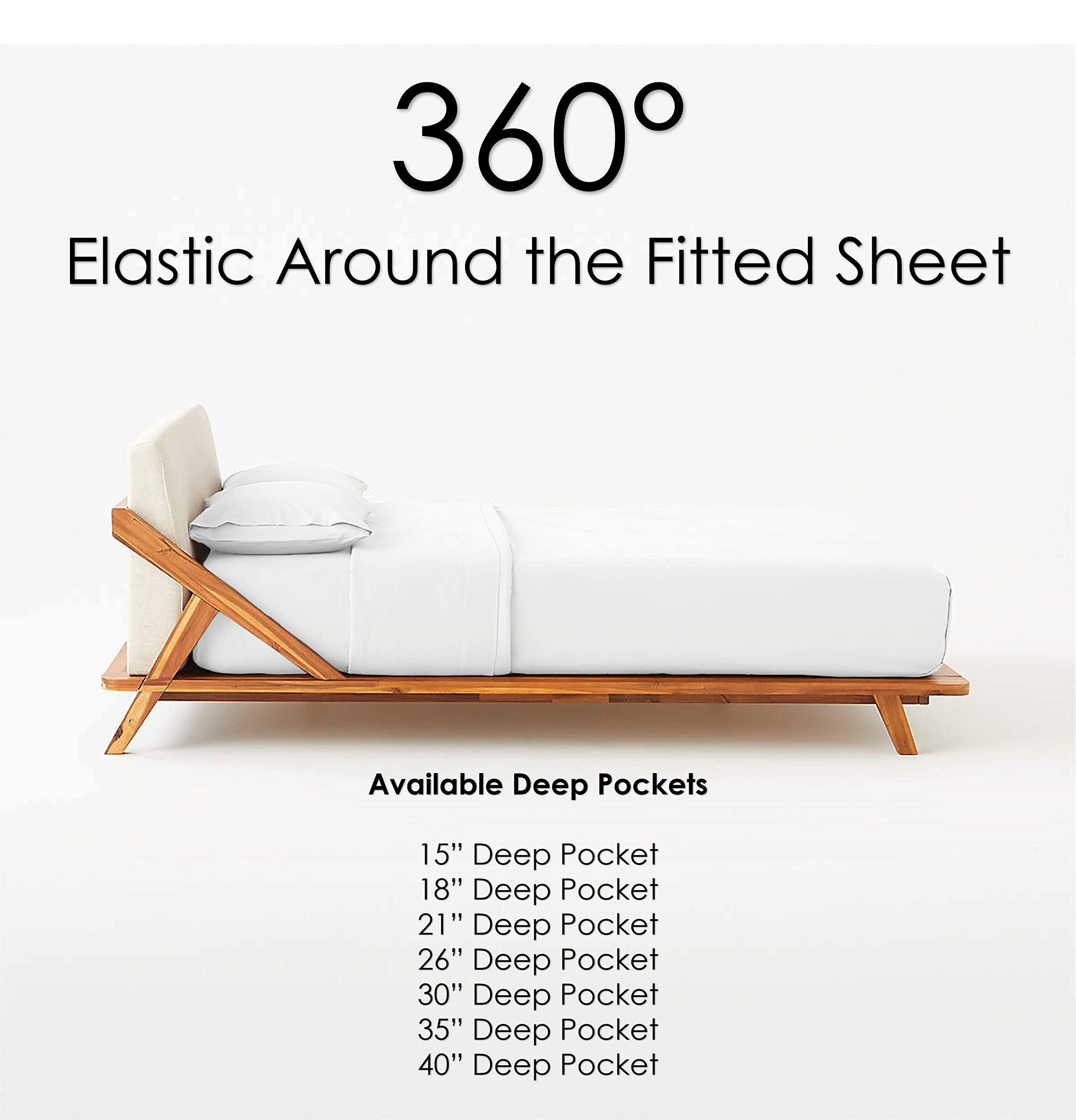 Maayu String Alaskan King Size Luxury 800 Thread-Count 100% Egyptian Cotton Bed Sheets Sheet Set Sateen Weave for Soft & Silky Feel Long Staple Cotton 30 Inch Deep-Pockets - Alaskan King, Light Blue