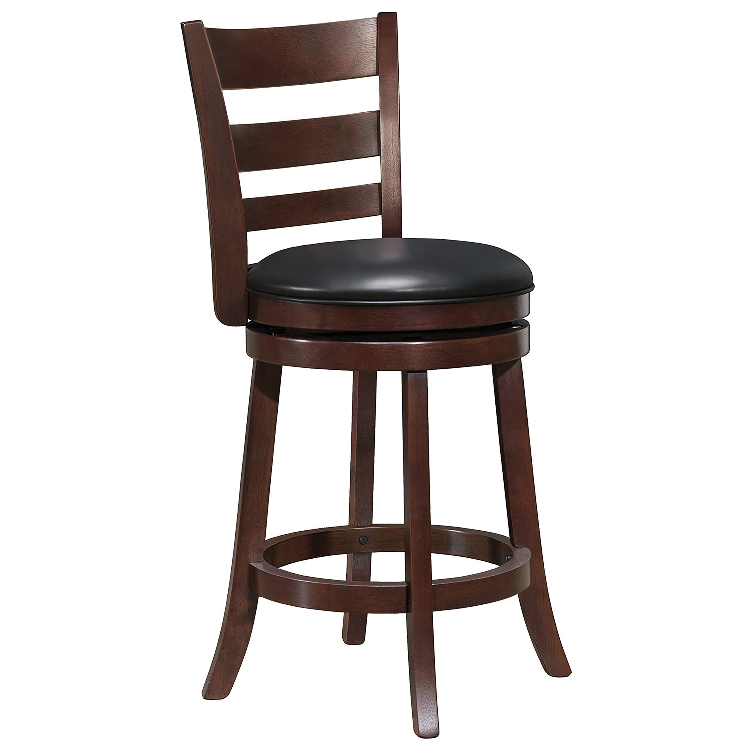 Lexicon Lexicon Eschete Ladder Back Swivel Counter Stool, 25" SH, Dark Cherry