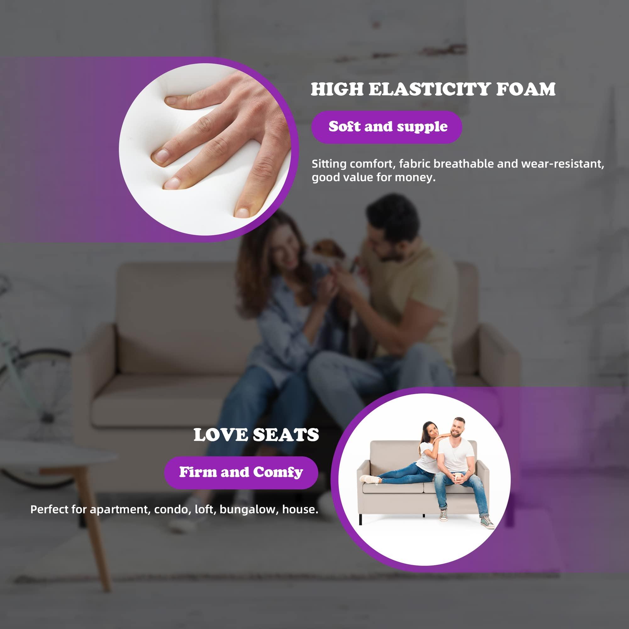 TYBOATLE TYBOATLE Fabric Modern Small Loveseat Sofa Couch for Living Room, 51 Inch Upholstered 2-Seater Love Seats w/Iron Legs for Compact Small Space, Apartment, Bedroom, Dorm, Office (Beige)