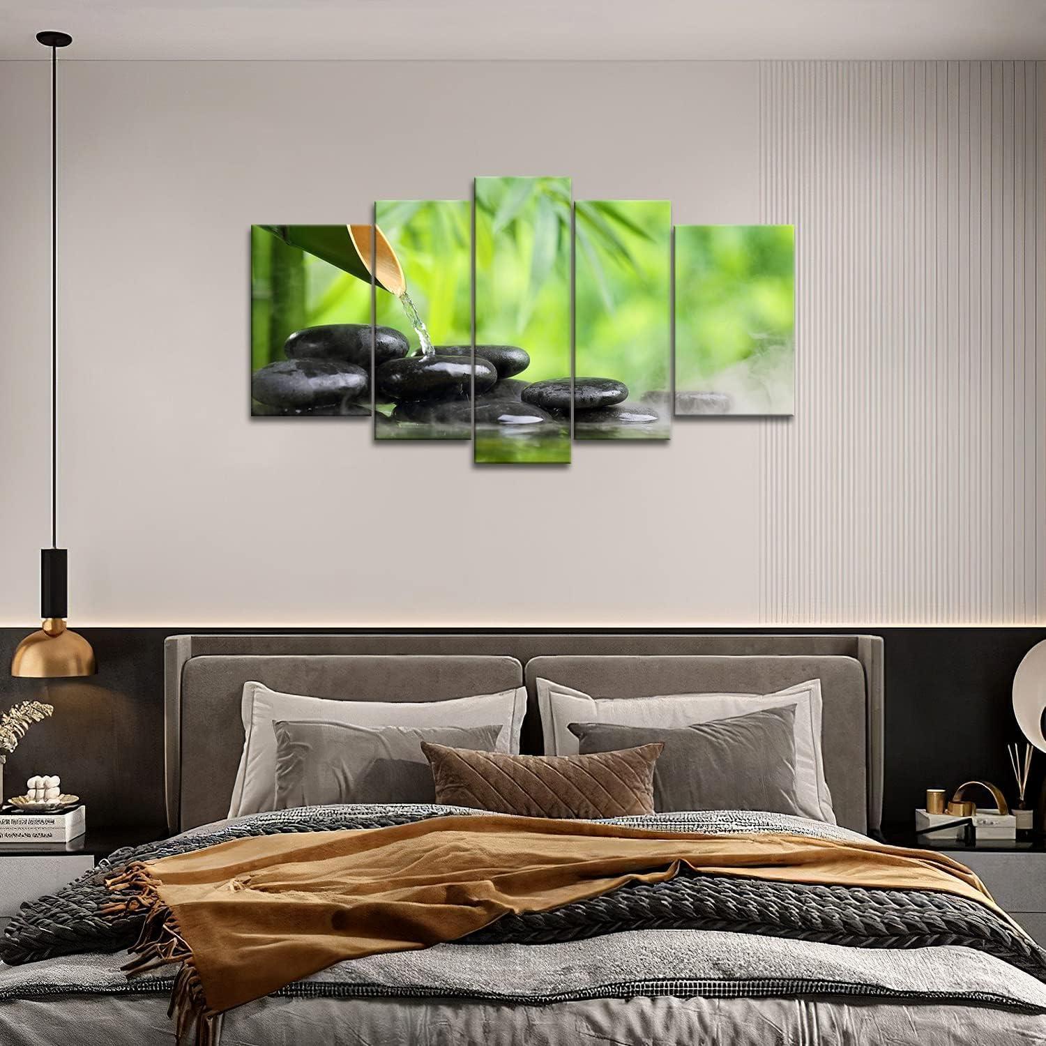 First Wall Art 5 Panel Zen Wall Art Green Spa Still Life with Bamboo Painting The Picture Print On Canvas Botanical Pictures for Home Decoration