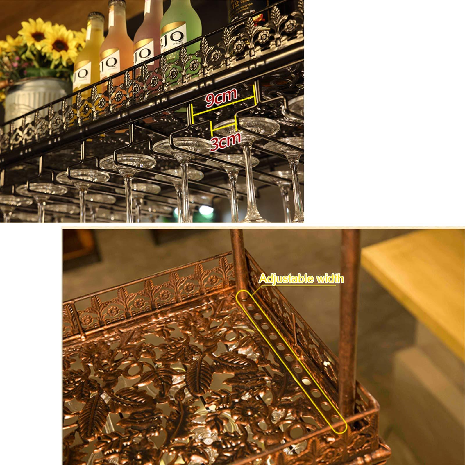 AZMANI AZMANI Wine Racks Adjustable Height Industrial Wall Mounted Glass Rack Metal Iron Hanging Wine Glass Holder,White,60x35cm