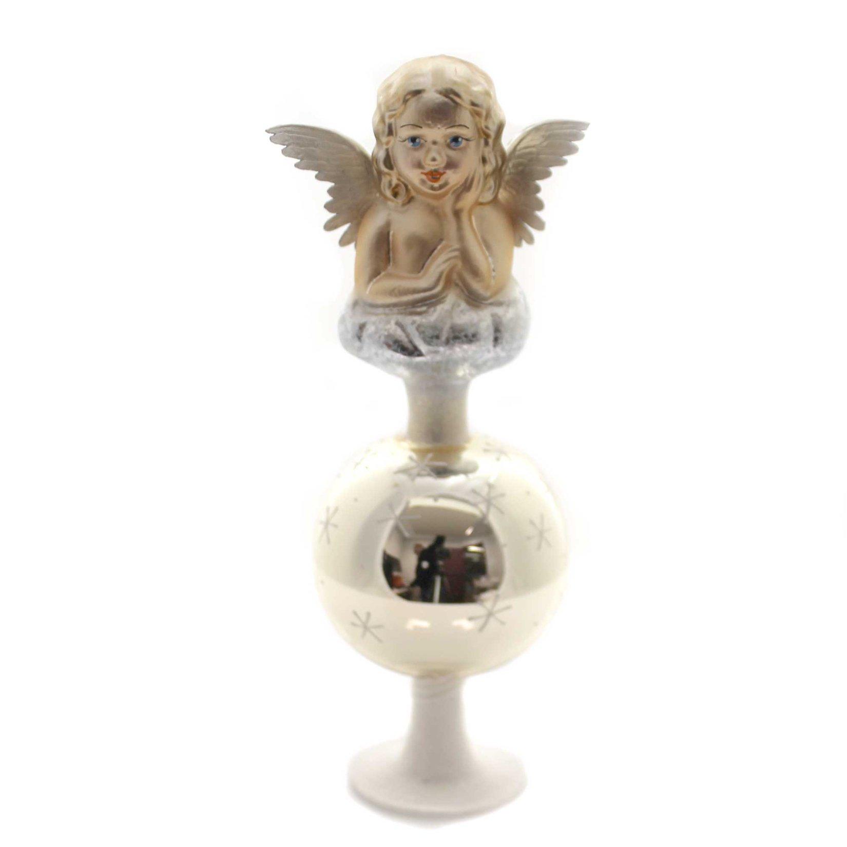 Inge-Glas Inge Glas Heavenly Messengers Antique Angel German Glass IG Tree Topper 8.7 Inch