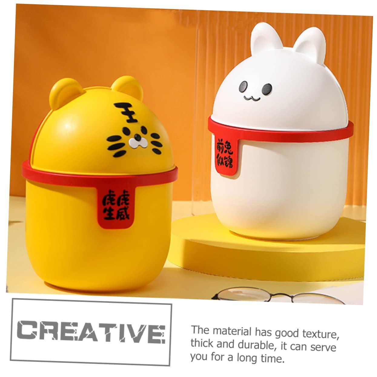 PRETYZOOM PRETYZOOM Cartoon Trash Can Garbage Can Small Trash Cans Trash Bin Office Trash Can Trash Can with Lid Outdoor Table Rubbish Bins Trash Can Car Tabletop Trash Can Dustbin Waste Bin Plastic