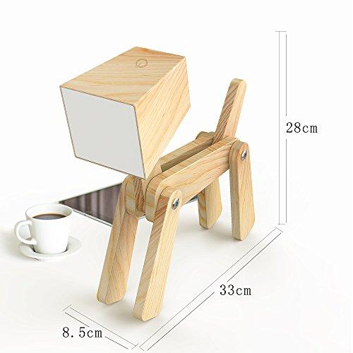 HROOME HROOME Super Cute Dog Table Lamp for Kids Room Bedroom Bedside - Dimmable Touch Control Wood Fun Unique Desk Lamp Warm White Light Gifts for Friends Boys Girls Dorm Farmhouse (Medium-Wood Color)