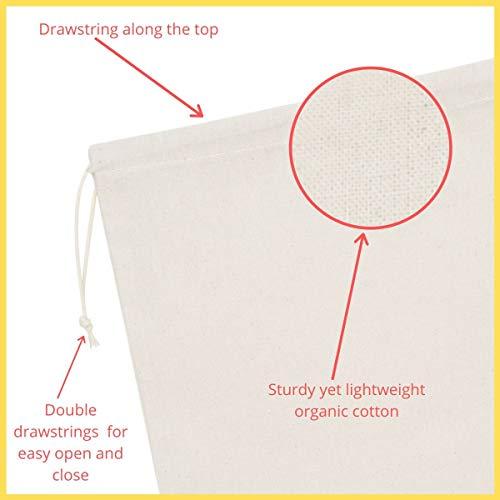DR DR 100 Percent Cotton Muslin Drawstring Bags 12-Pack For Storage Pantry Gifts (6 x 8 inch, Beige)