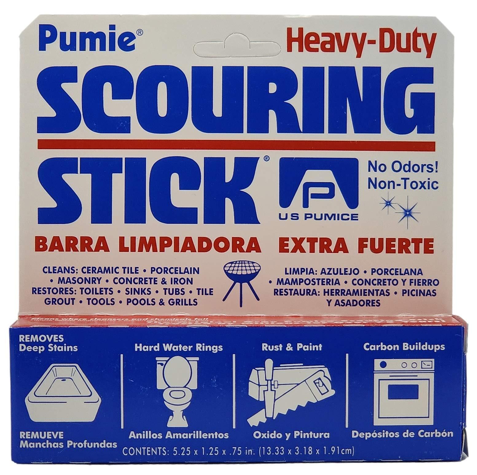 PUMIE U.S. Pumice 1001 Pumie Scouring Stick, Heavy Duty, HDW, Remove Stains, Hard Water Rings, Rust and Paint, Carbon Buildups, (6 Pack)