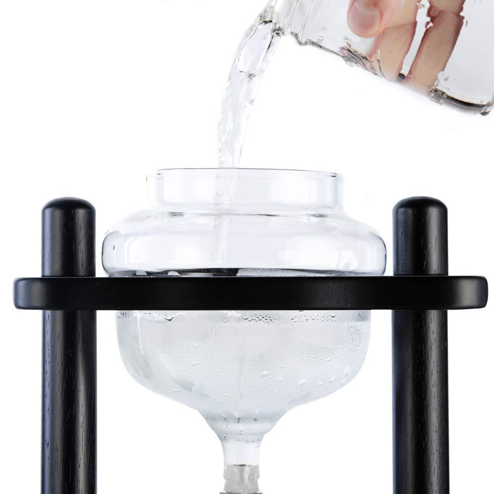 Yama Glass Yama Cold Brew Maker I Ice Coffee Machine With Slow Drip Technology I Makes 6-8 cups (32oz), Large Capacity Cold Brew Coffee Tower, Black Wood Straight Frame