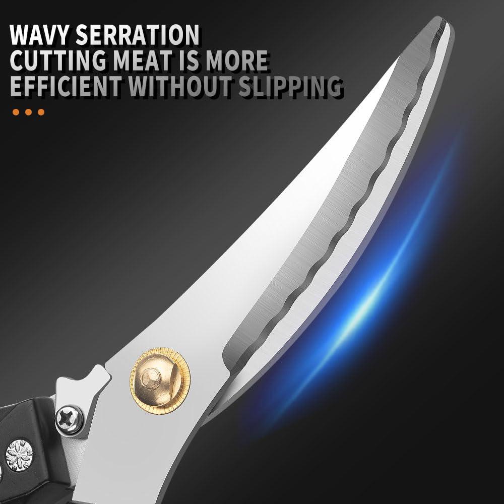 ELephas PLus Stainless Heavy Duty Scissors,Kitchen Shears Heavy Duty Poultry Shears and Cutting Food Tools Kitchen Scissors for Chicken,Meat,Fish(Black)