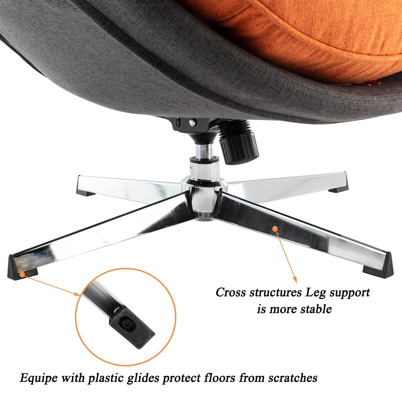 DUOMAY DUOMAY Swivel Lounge Chair Modern Linen Soft Accent Chair with Chrome Base, 34\" Wide Relax Glider Rocker Chair for Living Room Bedroom Reading Room Office, Orange