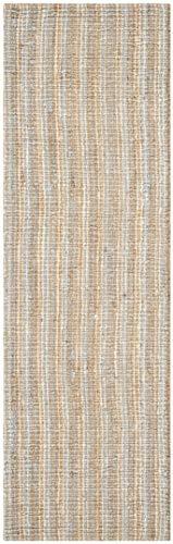 Safavieh SAFAVIEH Natural Fiber Collection Runner Rug - 2\'6\" x 8\', Grey & Natural, Handmade Chunky Textured Jute 0.75-inch Thick, Ideal for High Traffic Areas in Living Room, Bedroom (NF447K)