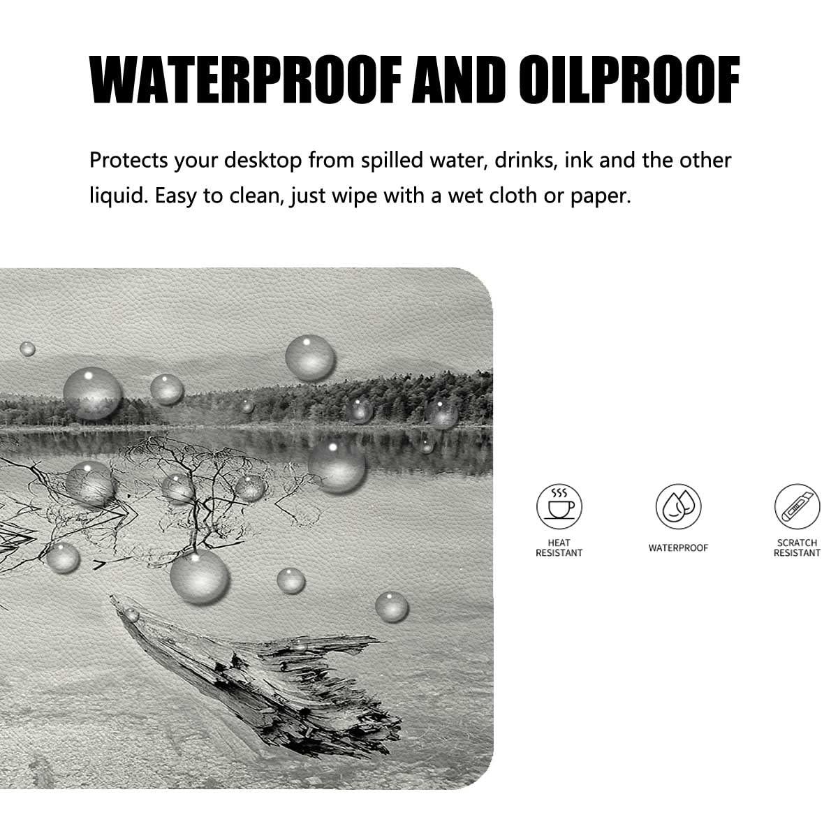 Generic Driftwood Leather Wipeable Placemats,Pale Grey Dining Table Placemats Set of 6 Bar Mat Anti-Slip 12x18in